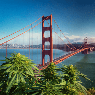 Golden Gate Bridge Marijuana Leaves Photo 1