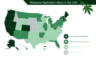 Estado de legalización de marihuana infográfica en nosotros
